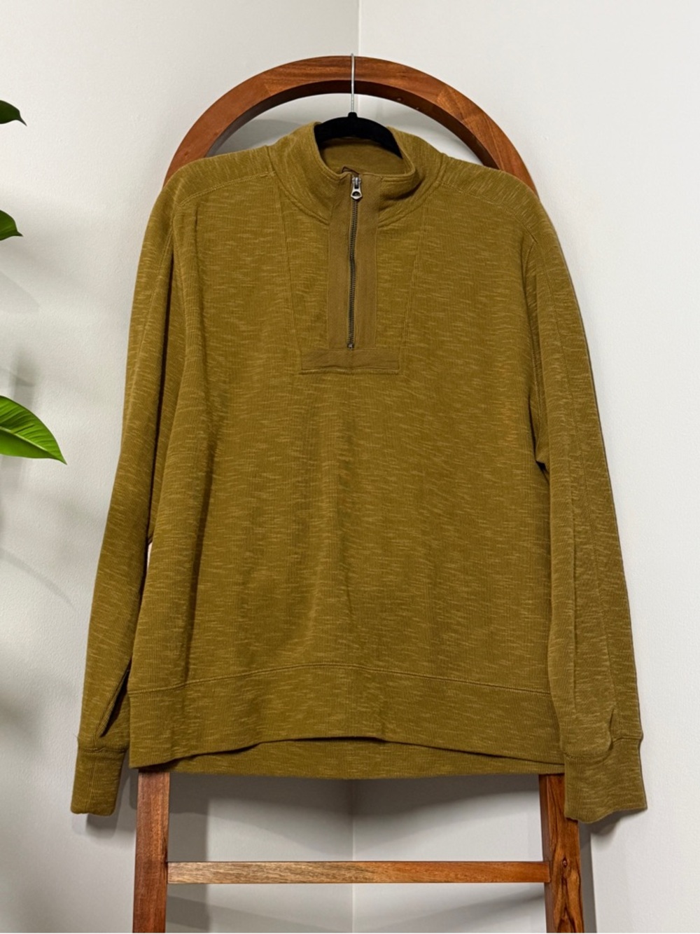 Fieldworth XL Mustard Brown Long Sleeve Quarter Zip Pullover Sweater Top